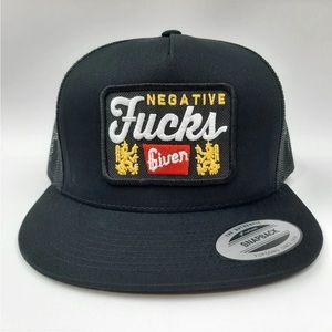 Zero Fuks Given Embroidered Patch Flat Bill Trucker Mesh Snapback Cap Hat